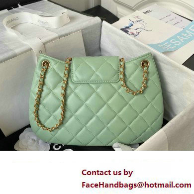 Chanel Lambskin & Gold-Tone Metal large Messenger Bag AS4610 mint green 2024